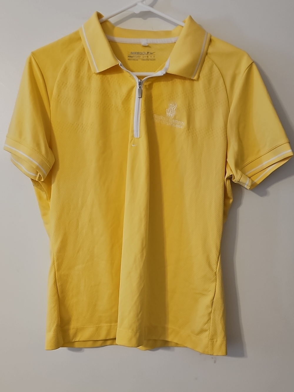 Nike Golf Nike Fit Dry Polo Yellow White Ritz-Carlton Golf Club Size Women's L